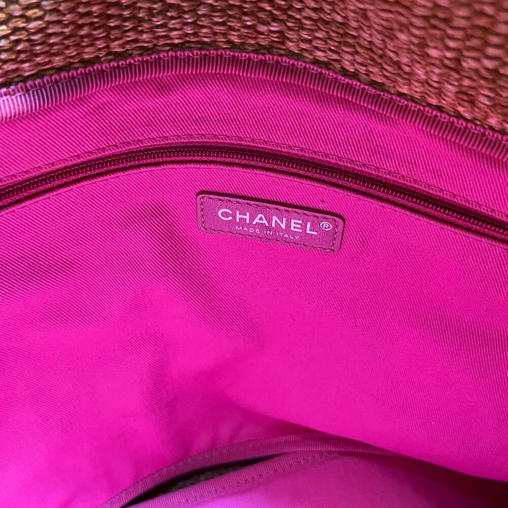CHANEL Deauville Large Printed Logo Mixed Fibers Shopping Tote - Picture 7 of 15